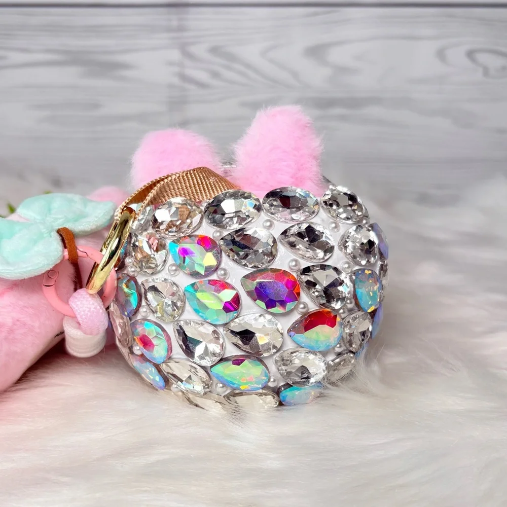 Sparkling Crystal Plush Monster Character Keychain/Bag Charm